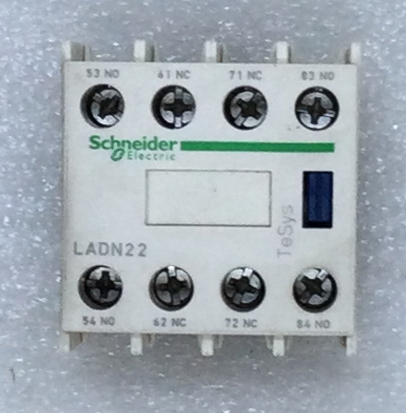 Schneider Electric LADN22 Auxiliary Contact Block TeSys D, 2NO + 2NC, Front Mounting, Screw Clamp Terminals