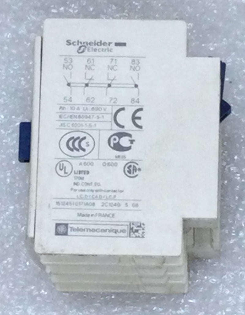 Schneider Electric LADN22 Auxiliary Contact Block TeSys D, 2NO + 2NC, Front Mounting, Screw Clamp Terminals