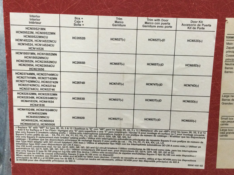 Square D HCN32744 600V 400 Amp I Line Panelboard, Main-lug Nema1 Indoor