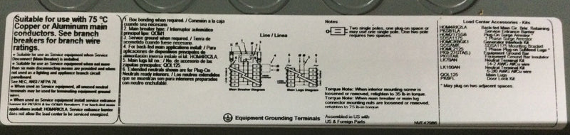 Square D  HOM2448M100PC 100 Amp 24 Space/ 48 Circuit Indoor Main Breaker with HOMC24UC cover