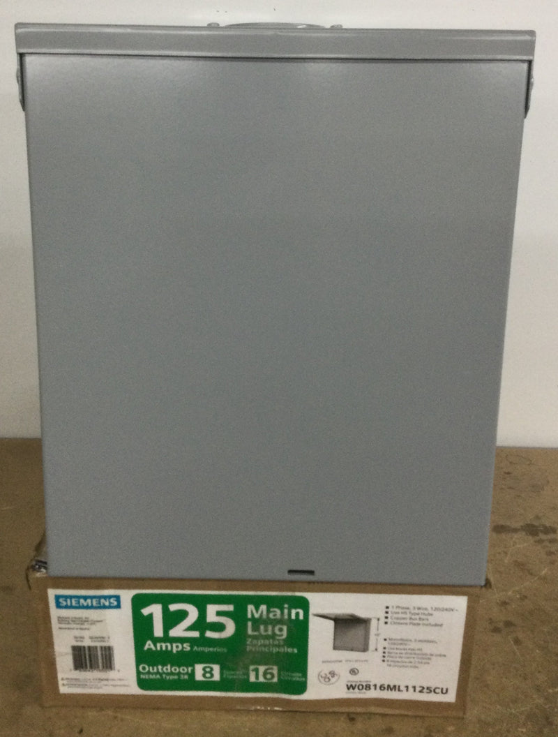 Siemens W0816ML1125CU EQ 125 Amp 8-Space 16-Circuit Main Lug NEMA 3R Outdoor Load Center