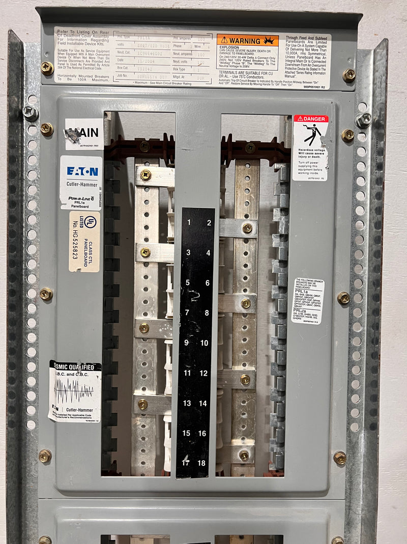 Cutler Hammer PRL1A Pow-R-Line C 100 Amps 208Y/120VAC 42 Circuit Panel Board Interior