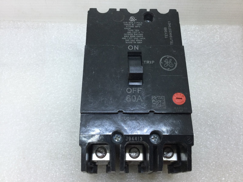 GE General Electric TEY360 3 Pole 60 Amp Molded Case Circuit Breaker