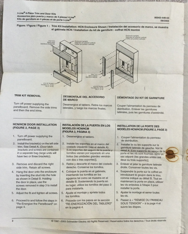 Square D I-Line HCN52TSD 4 piece Door Trim Kit