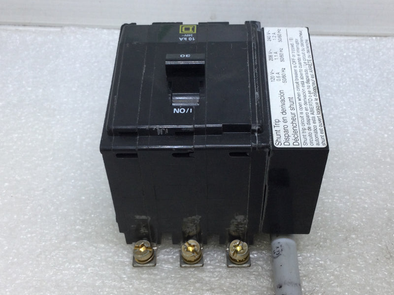 Square D QOB3301021 3 Pole 30 Amp Circuit Breaker with Shunt Trip QOB330 1021