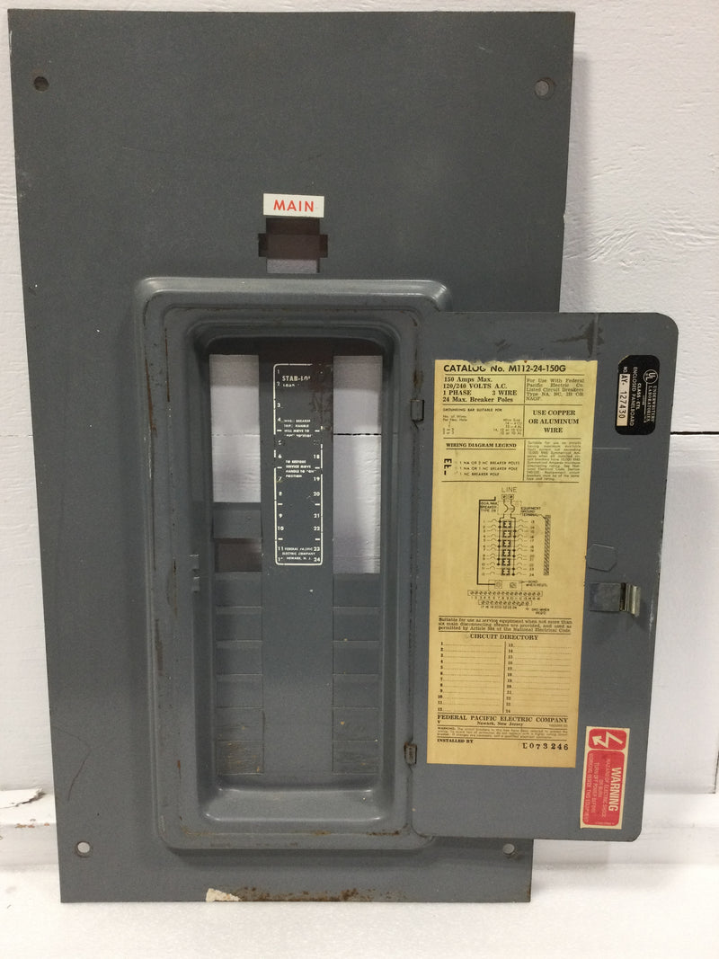 FPE M112-24-150G 150 Amp 24 Space Load Center Door w/Main 120/240V 24" x 13 5/8"