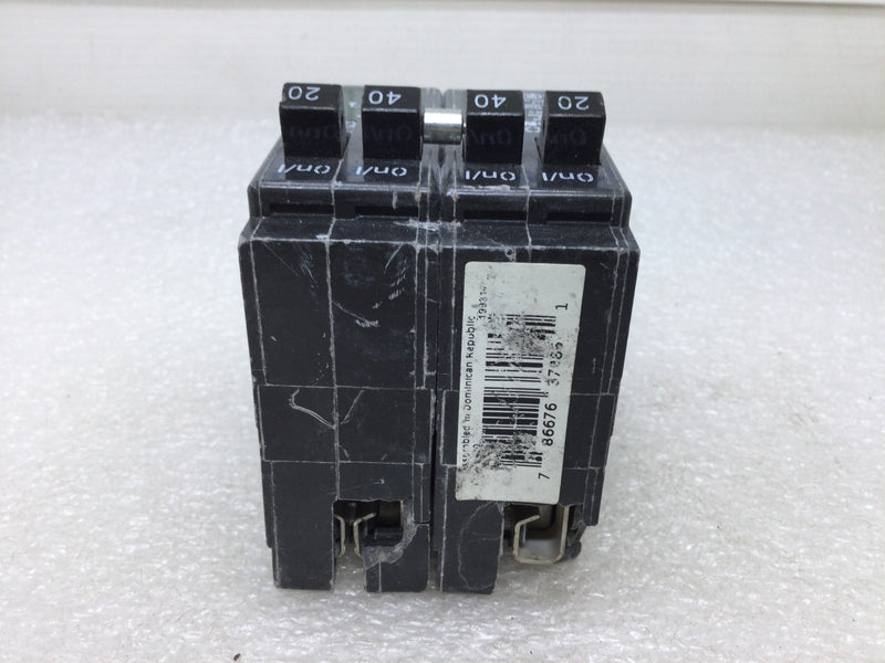 Eaton BQC220240 Type BRD 20A/40A-40A/20A 120/240VAC 2 Pole Quad Circuit Breaker