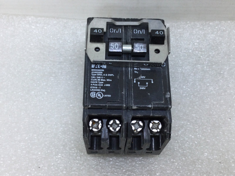 Eaton BRD240250/A240250N Type BRD, A & DNPL 120/240V 4 Pole Circuit Breaker