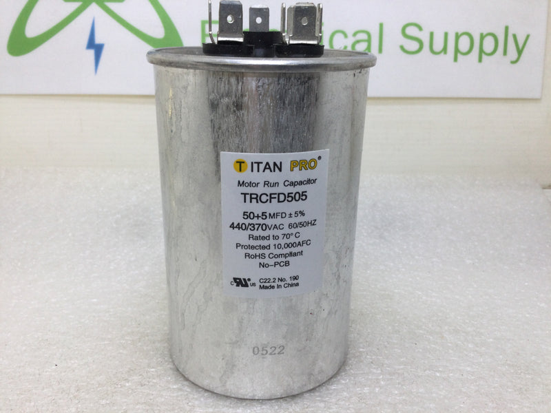 Titan Pro TRCFD505 50+5 MFD +/-5% 440/370V Motor Run Capacitor