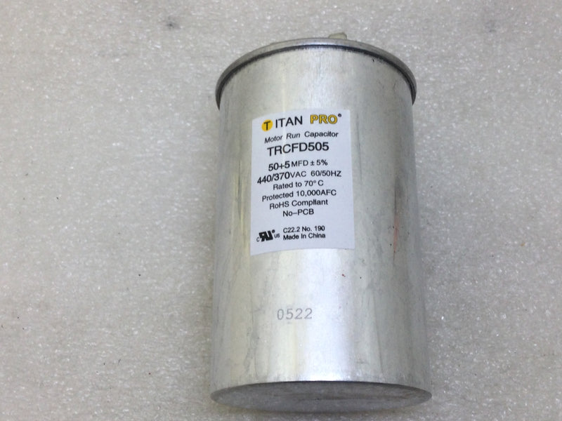 Titan Pro TRCFD505 50+5 MFD +/-5% 440/370V Motor Run Capacitor