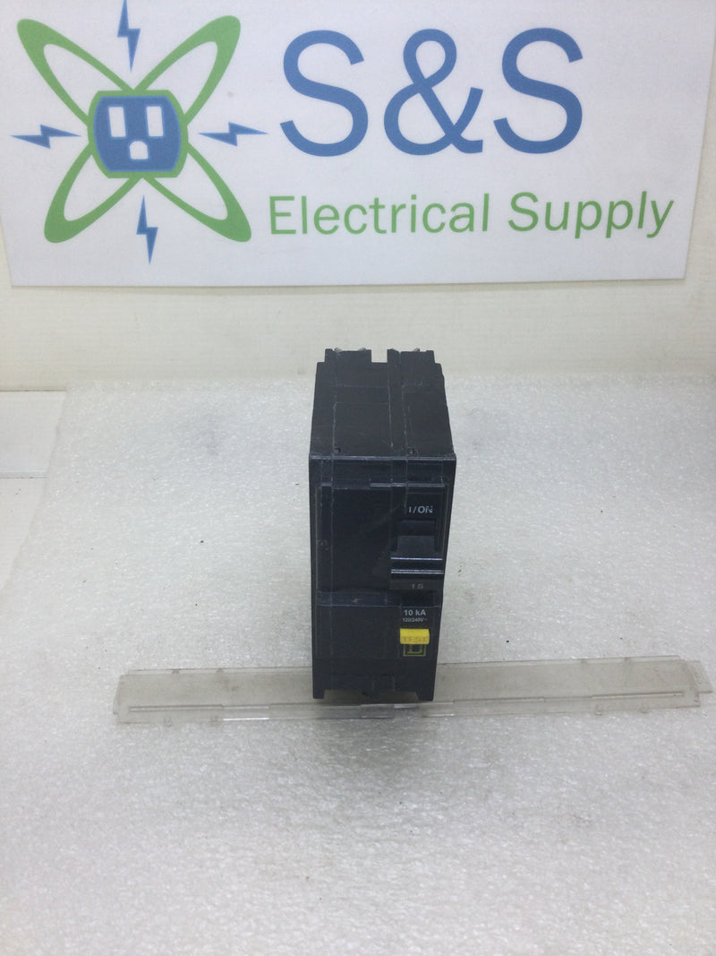 Square D QO215GFI 120 VAC 15 Amp QO-GFI Circuit Breaker 2 Pole Ground Fault Plug In