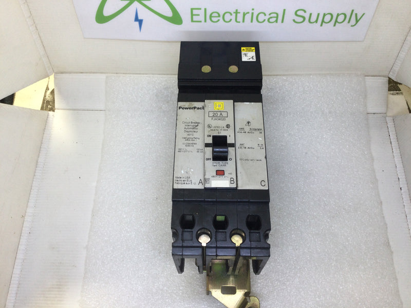 Square D FJA34020 20 Amp 3 Pole 240V I Line Circuit Breaker