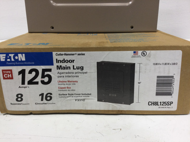 Eaton/Cutler-Hammer CH8L125SP Type 1 Enclosure 125A 120/240VAC Type CH,CHT Load Center