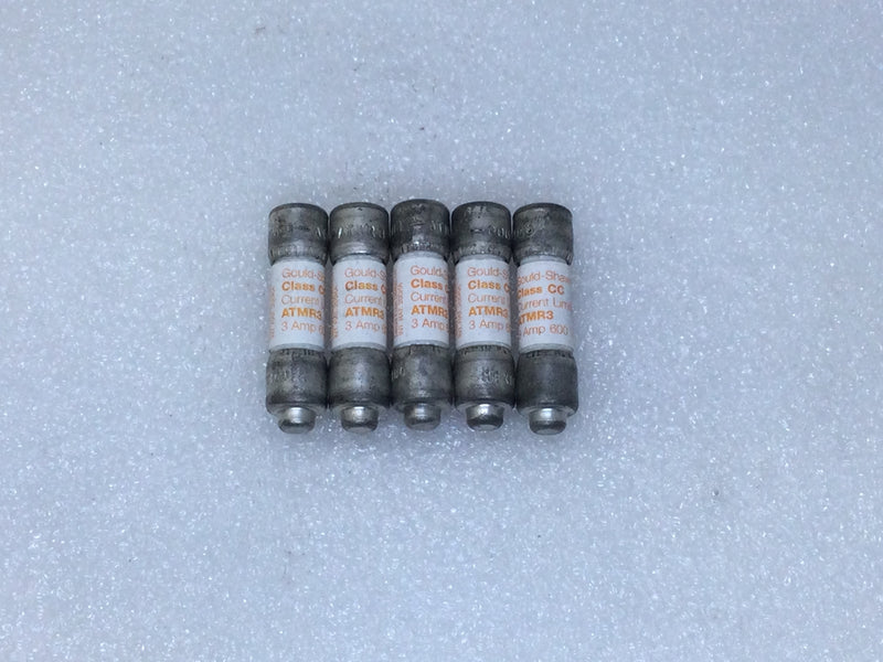 Gould Shawmut ATMR3 3 Amp 600V Current Limiting Class CC Fuse - Lot of 5