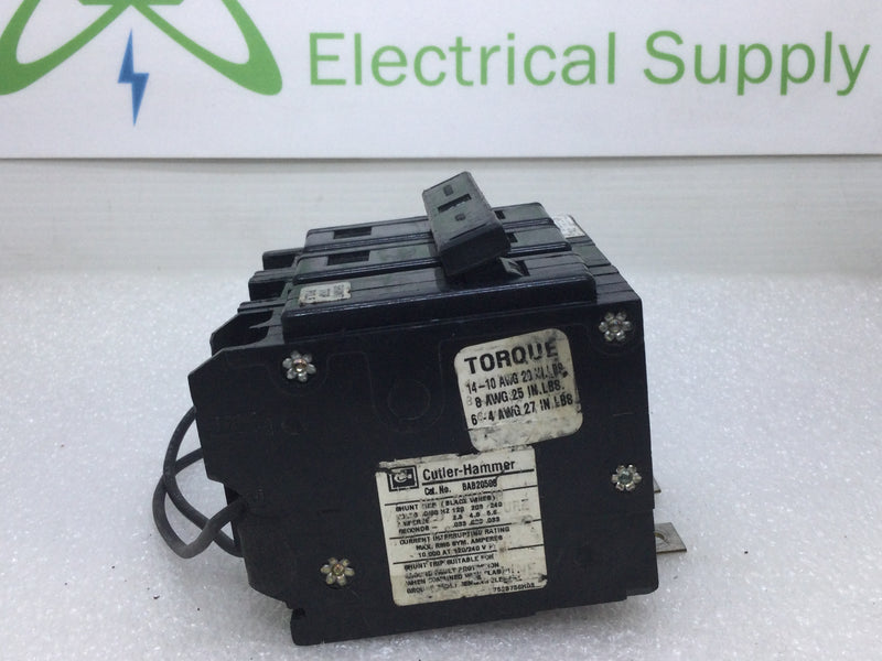 Eaton Cutler Hammer BAB2050S 2 Pole 50 Amp w/Shunt Trip Circuit Breaker