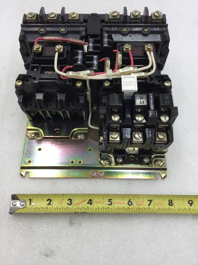 Allen-Bradley 505-BOD Reversing Motor Starter Nema Size 1 3 Phase 27 Amp 600 VAC with Overload Relay with