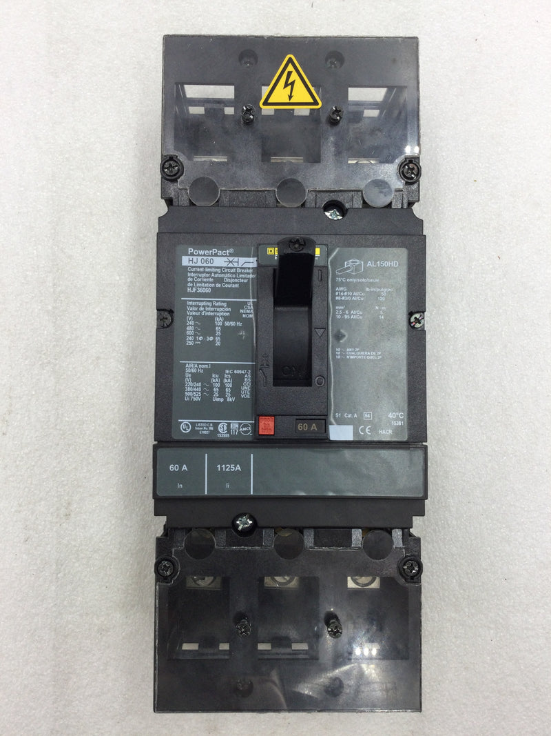 Square D HJF36060 60 Amp 3 Pole 600v H-Frame Circuit Breaker