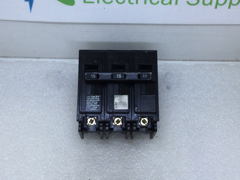 Siemens B315H 15 Amp 3 Pole 240V 22k Bolt In Circuit Breaker