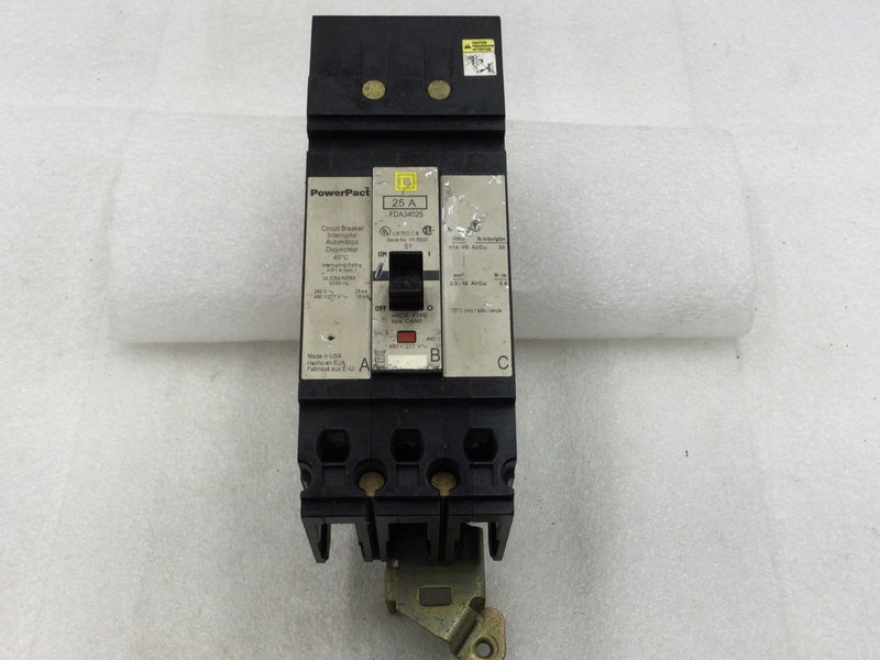 Square D FDA34025 25 Amp 3 Pole 480V PowerPact Molded Case Circuit Breaker