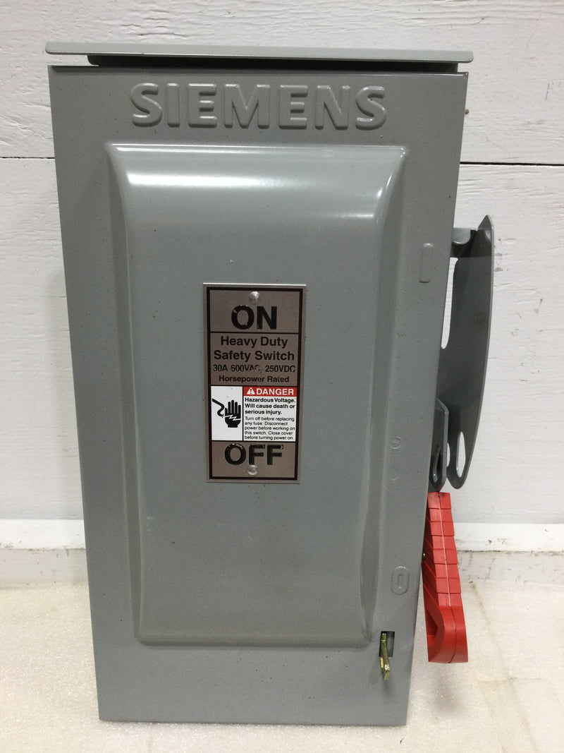 Siemens HF361NR 30 Amp 600v 3r Fusible Heavy Duty Safety Switch