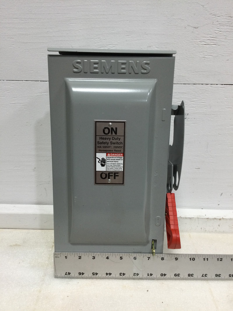 Siemens HF361NR 30 Amp 600v 3r Fusible Heavy Duty Safety Switch