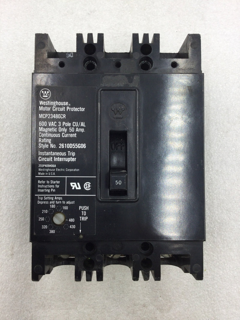 Westinghouse MCP23480CR 50 Amp 3 Pole 600v Circuit Breaker