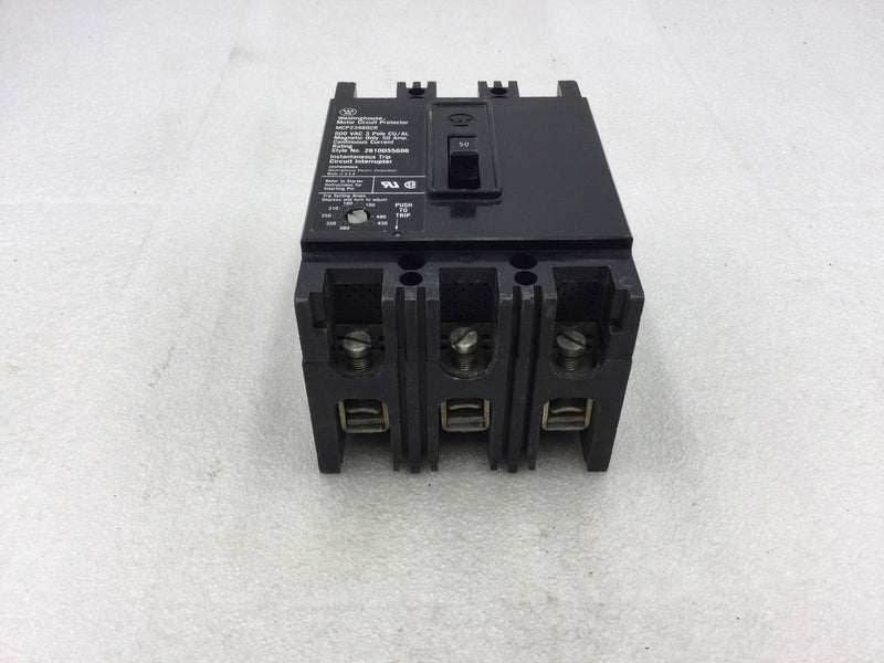 Westinghouse MCP23480CR 50 Amp 3 Pole 600v Circuit Breaker