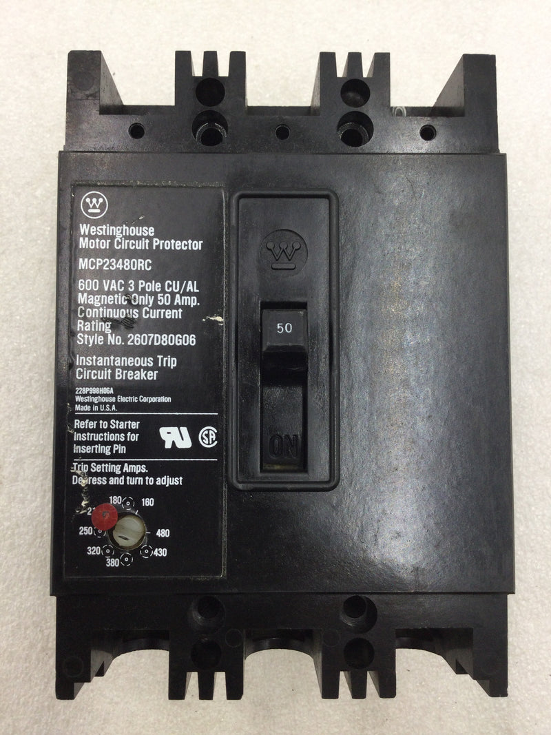 Westinghouse MCP23480RC 50 Amp 3 Pole 600v Circuit Breaker