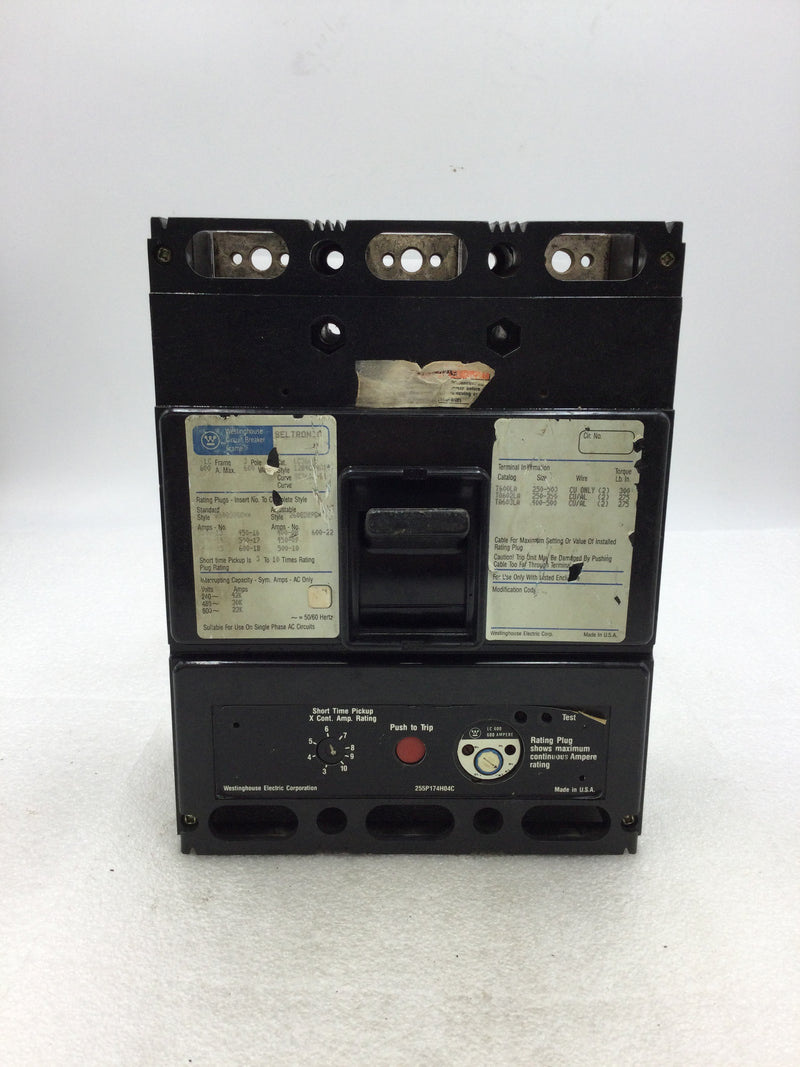 Westinghouse LC3600 600 Amp 3 Pole 600 VAC Circuit Breaker