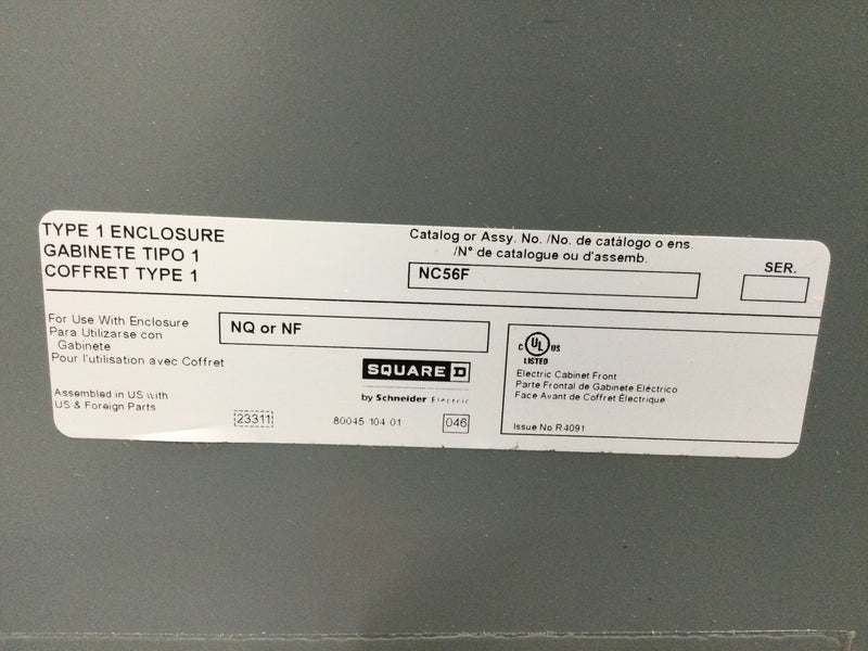 Square D NC56F Panel Cover Enclosure cover, NQ and NF panelboards, NEMA 1, surface, 20in W x 56in H