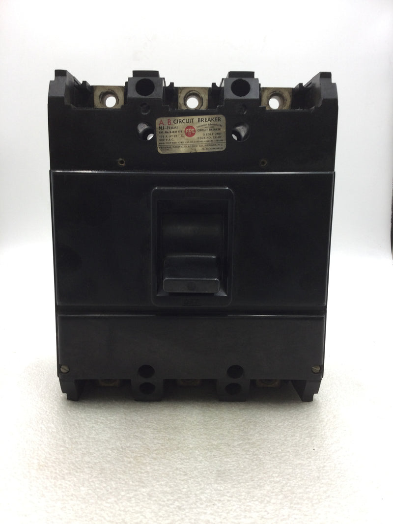 FPE Federal Pacific NJ631175 175 Amp 3 Pole 600 VAC NJ-Frame Circuit Breaker