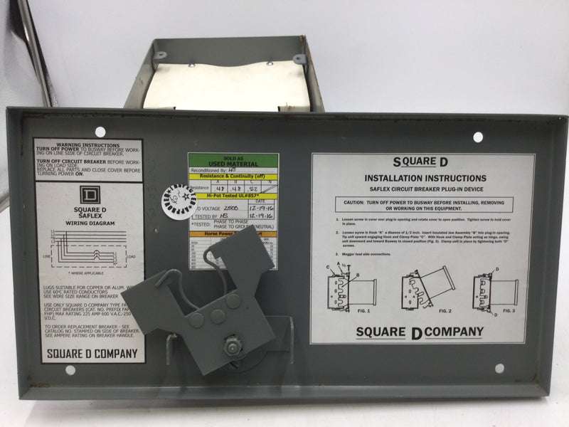 Square D Saflex SD100MAX 3P 3W 480V Series 3 100 Max Amps Circuit Breaker Plug In (Bus Plug)