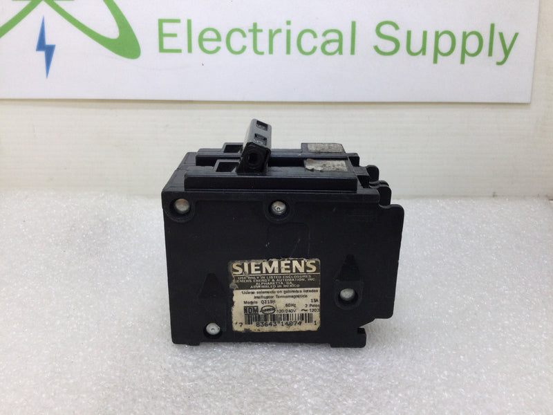 Siemens Q215H 15 Amp 2 Pole 120/240v 22k Circuit Breaker