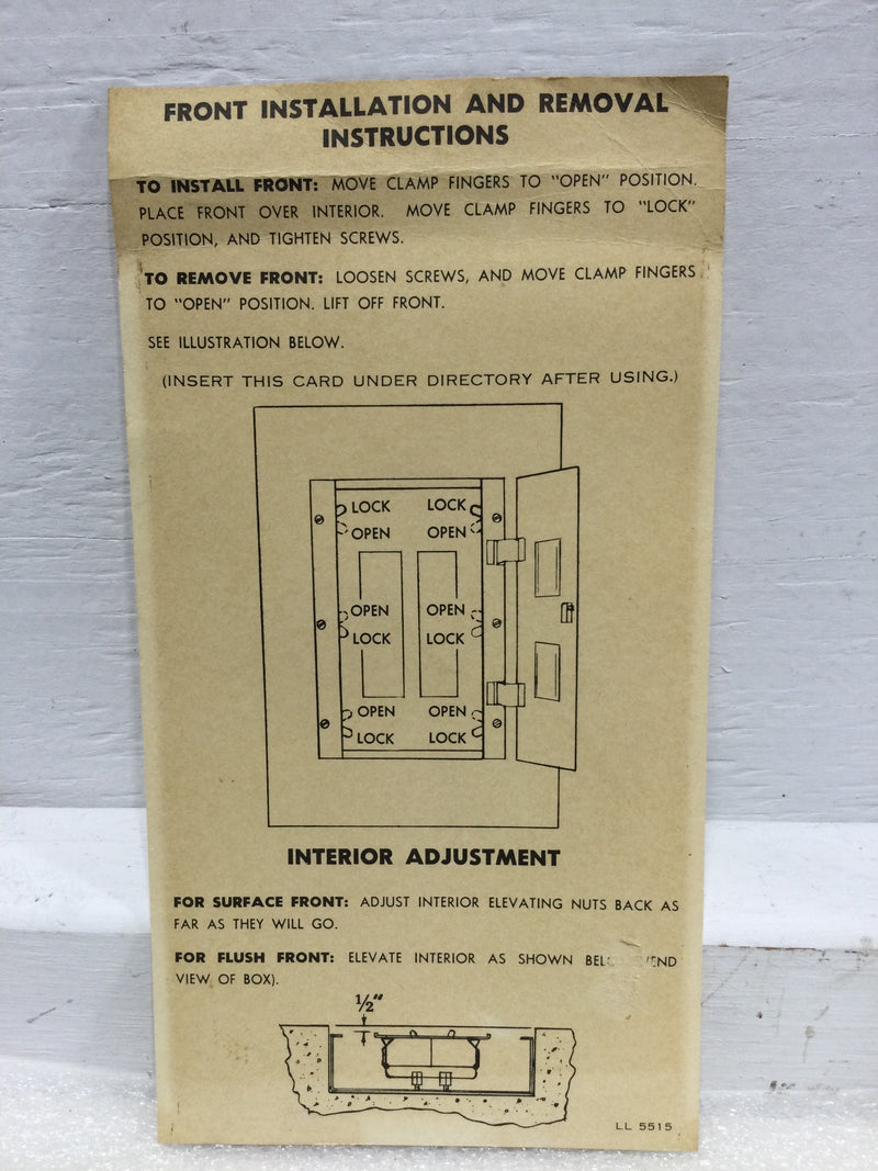 Square D Electric Cabinet Front NQOB/QOB Commercial Panelboard Cover/Door Only 30 1/2" x 21 1/2"