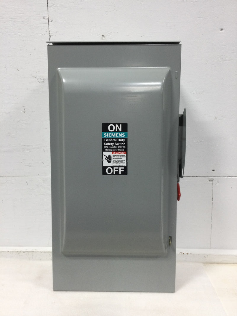 Siemens GNF324R Nema 3R Outdoor Non-Fused Safety Switch 200 Amp 3 Phase 240 VAC 60 HP Max