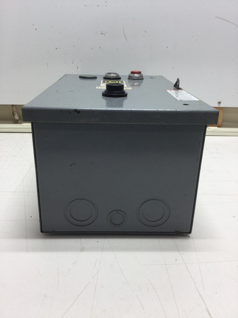 Square D 8536SBA1V02 Reversing Starter Enclosure Only with 800T Series Start and Stop Buttons Nema 3R Rated 9" X 15"