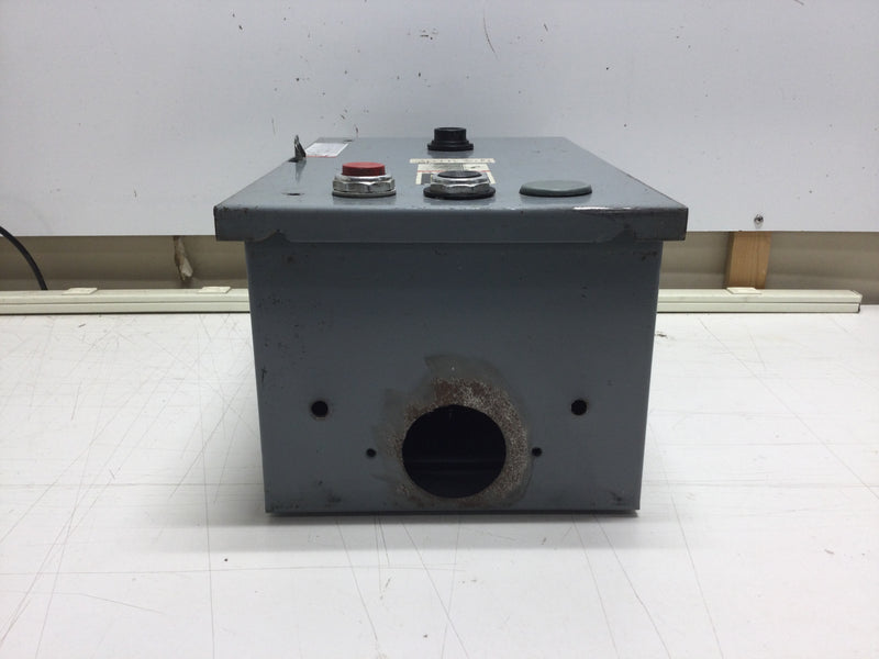 Square D 8536SBA1V02 Reversing Starter Enclosure Only with 800T Series Start and Stop Buttons Nema 3R Rated 9" X 15"