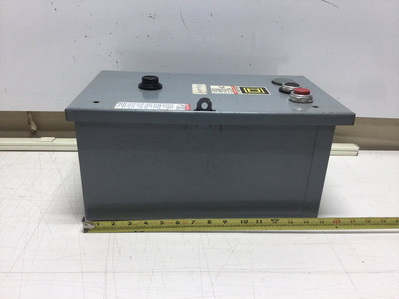 Square D 8536SBA1V02 Reversing Starter Enclosure Only with 800T Series Start and Stop Buttons Nema 3R Rated 9" X 15"