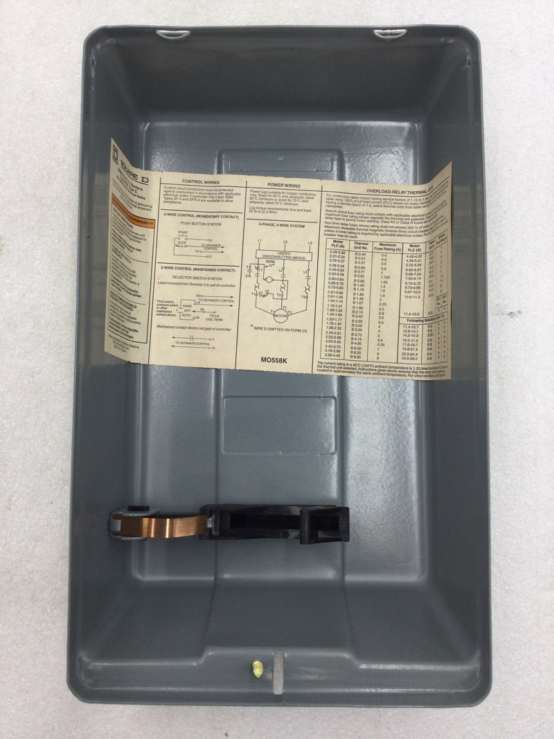 Square D 8536SCG3S Series A Nema Size 1 Motor Starter with Enclosure 600 VAC Max 10 HP with 120 VAC Coil