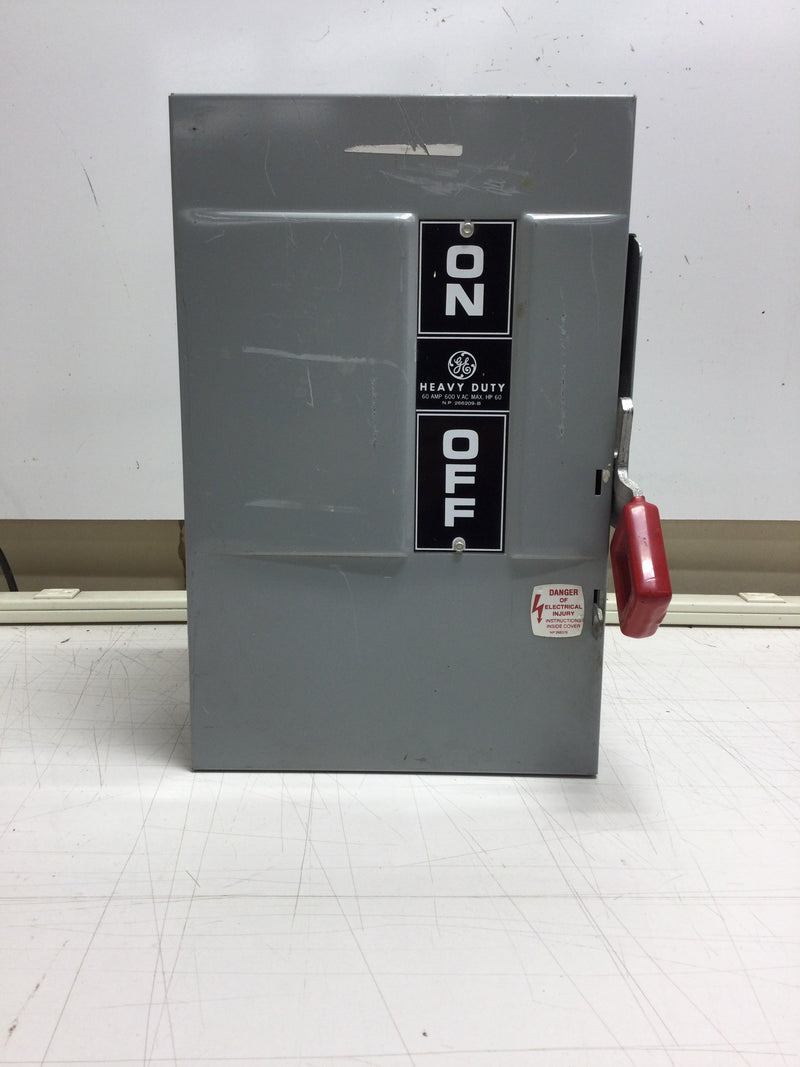 GE General Electric THN3362 60 Amp 600Vac 3 Pole Non Fused Nema 1 Safety Switch MOD 4