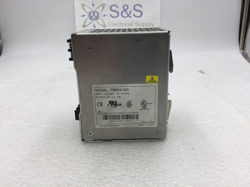 Automation Direct PSB24-240 Rhino Power Supply 100-240 VAC Input 24 VDC 10 Amp Output