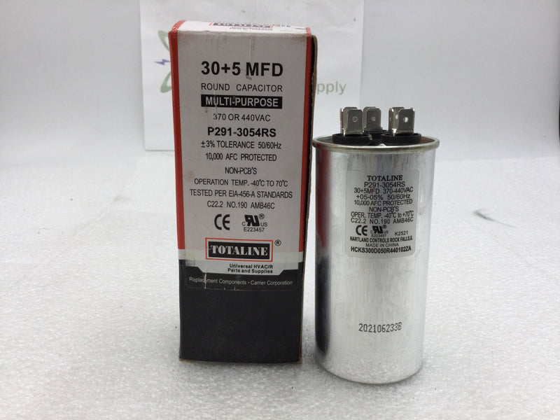 Totaline P291-3054RS 30.0+5.0MFD +/-5% 370/440VAC 50/60Hz 70c/-40c Round Capacitor