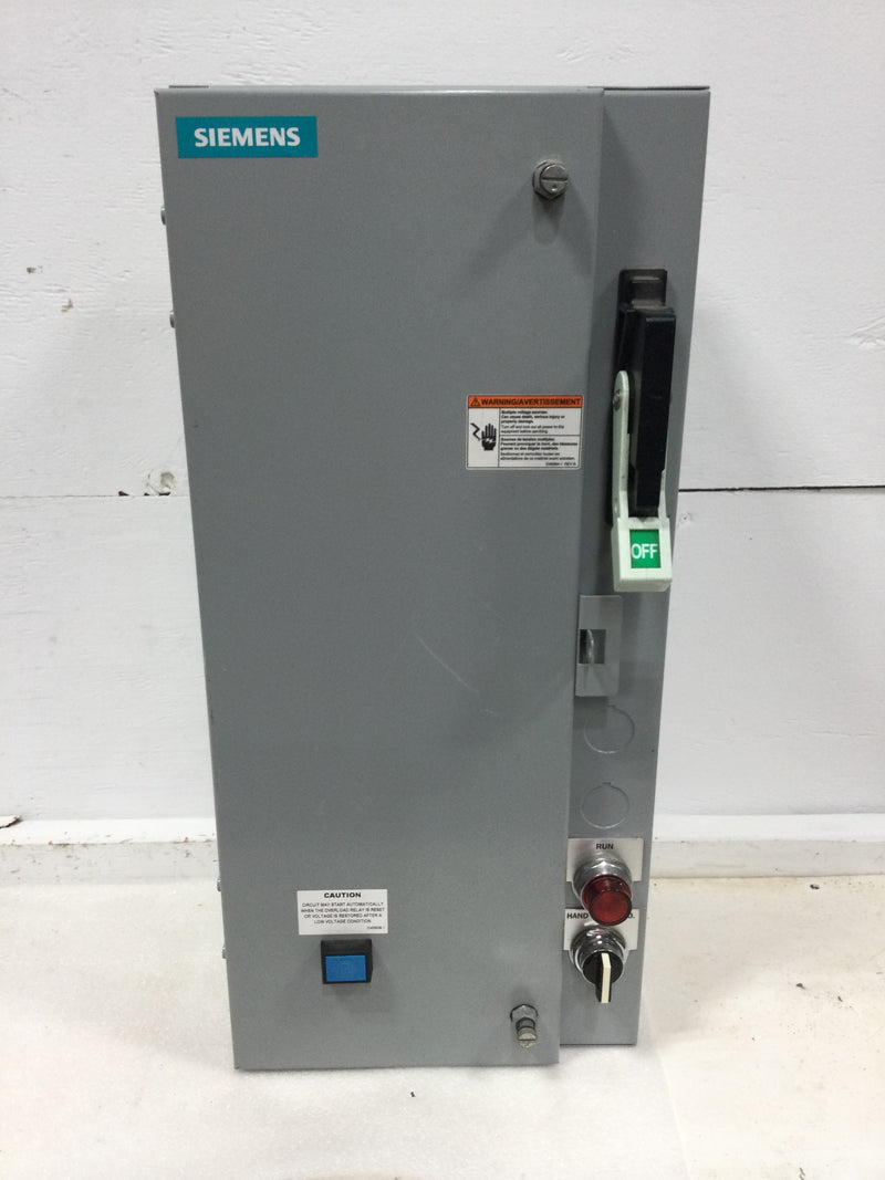 Siemens 17CSD92BF10 Class 17/18 Three Phase Combination Magnetic Starter 18 Amp 200-575 VAC Nema 1 Enclosure