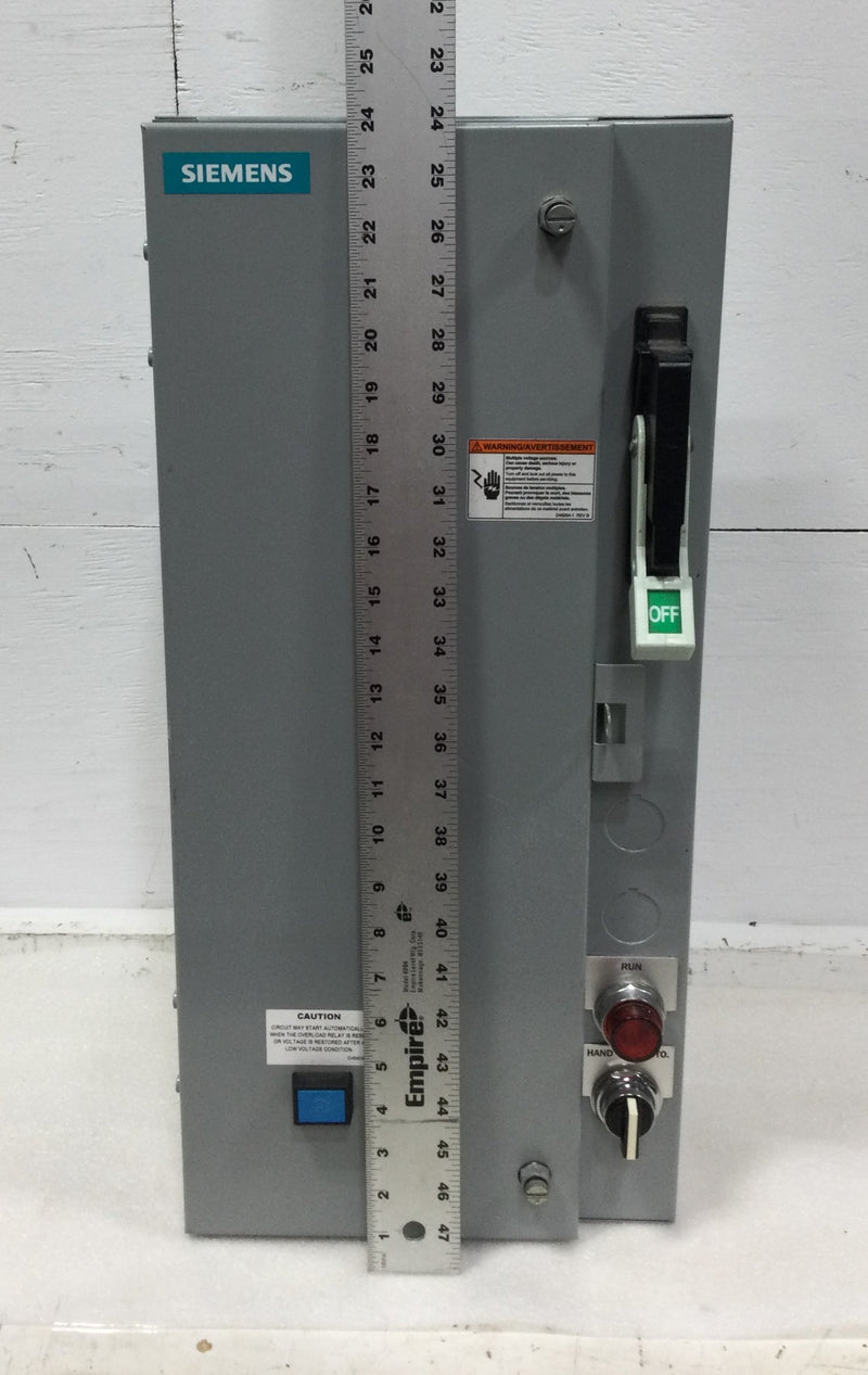 Siemens 17CSD92BF10 Class 17/18 Three Phase Combination Magnetic Starter 18 Amp 200-575 VAC Nema 1 Enclosure