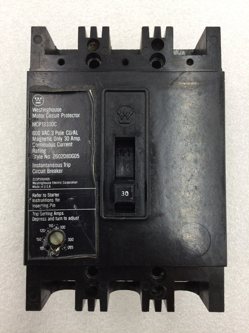 Westinghouse MCP MCP13300C 3 Pole 30 Amp 600v Circuit Breaker