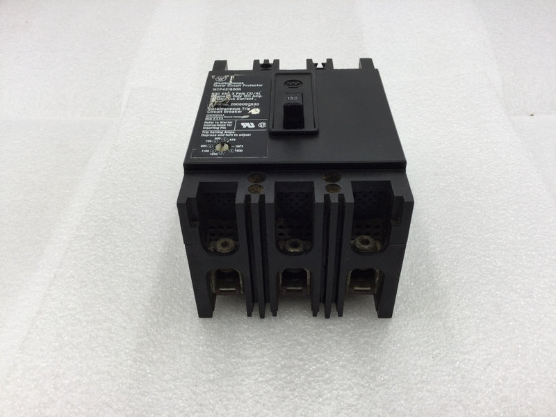 Westinghouse MCP431800R 150 Amp 3 Pole 600v Main Circuit Breaker