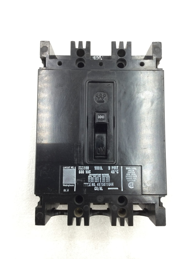 Westinghouse FB3100 100 Amp 3 Pole 600 Volt Circuit Breaker