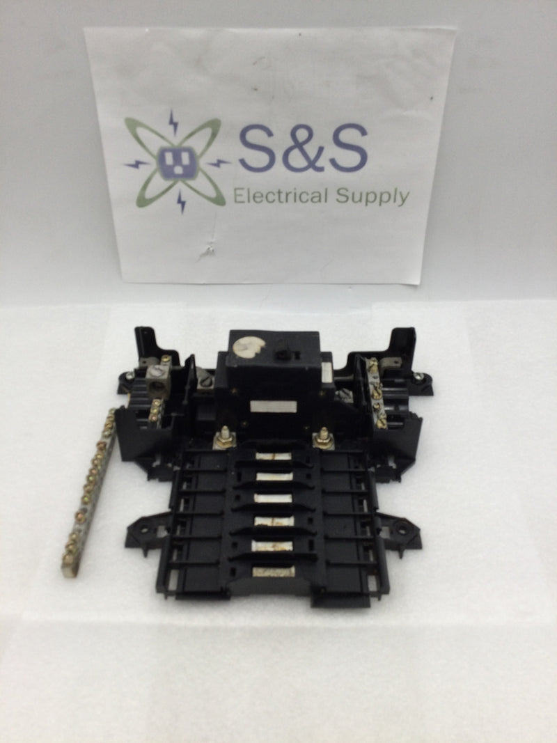 Square D QO16US Load Center 100 Amp 120/240 VAC 1 Phase 6 Space 12 Circuit Guts with breaker Only 10.5" x 8.5"