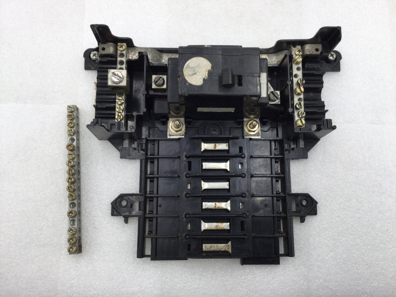 Square D QO16US Load Center 100 Amp 120/240 VAC 1 Phase 6 Space 12 Circuit Guts with breaker Only 10.5" x 8.5"