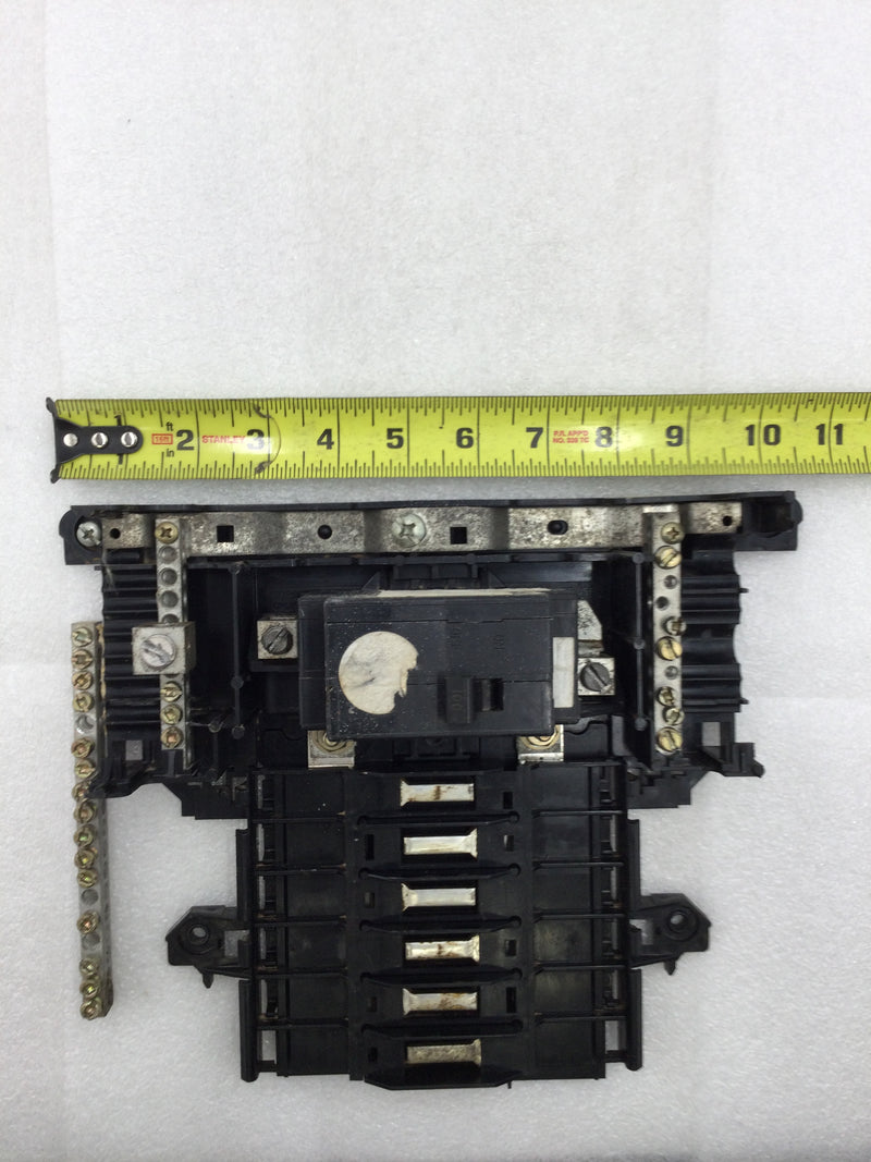 Square D QO16US Load Center 100 Amp 120/240 VAC 1 Phase 6 Space 12 Circuit Guts with breaker Only 10.5" x 8.5"